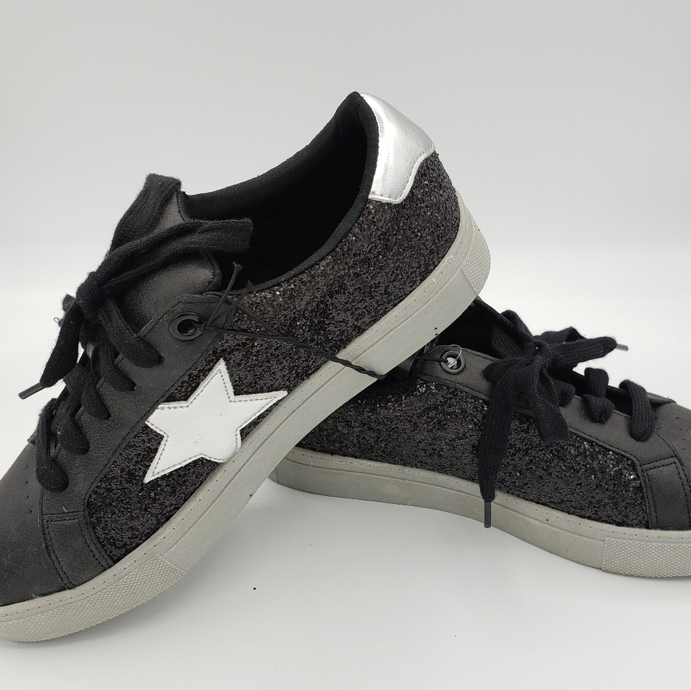 Time and Tru Black Glitter Sneakers Size 9